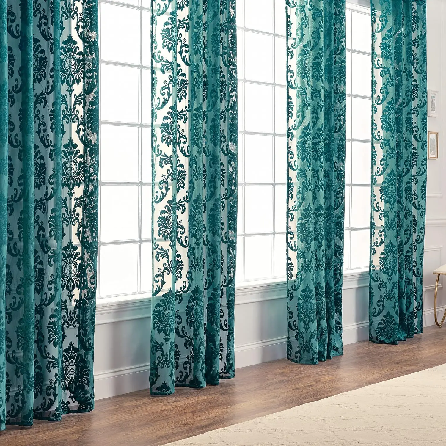

Chanasya Premium Devore Sheer Grommet Curtains - Classy, Light Filtering Drapes For Living Room Or Bedroom - 52"" X 96"" -