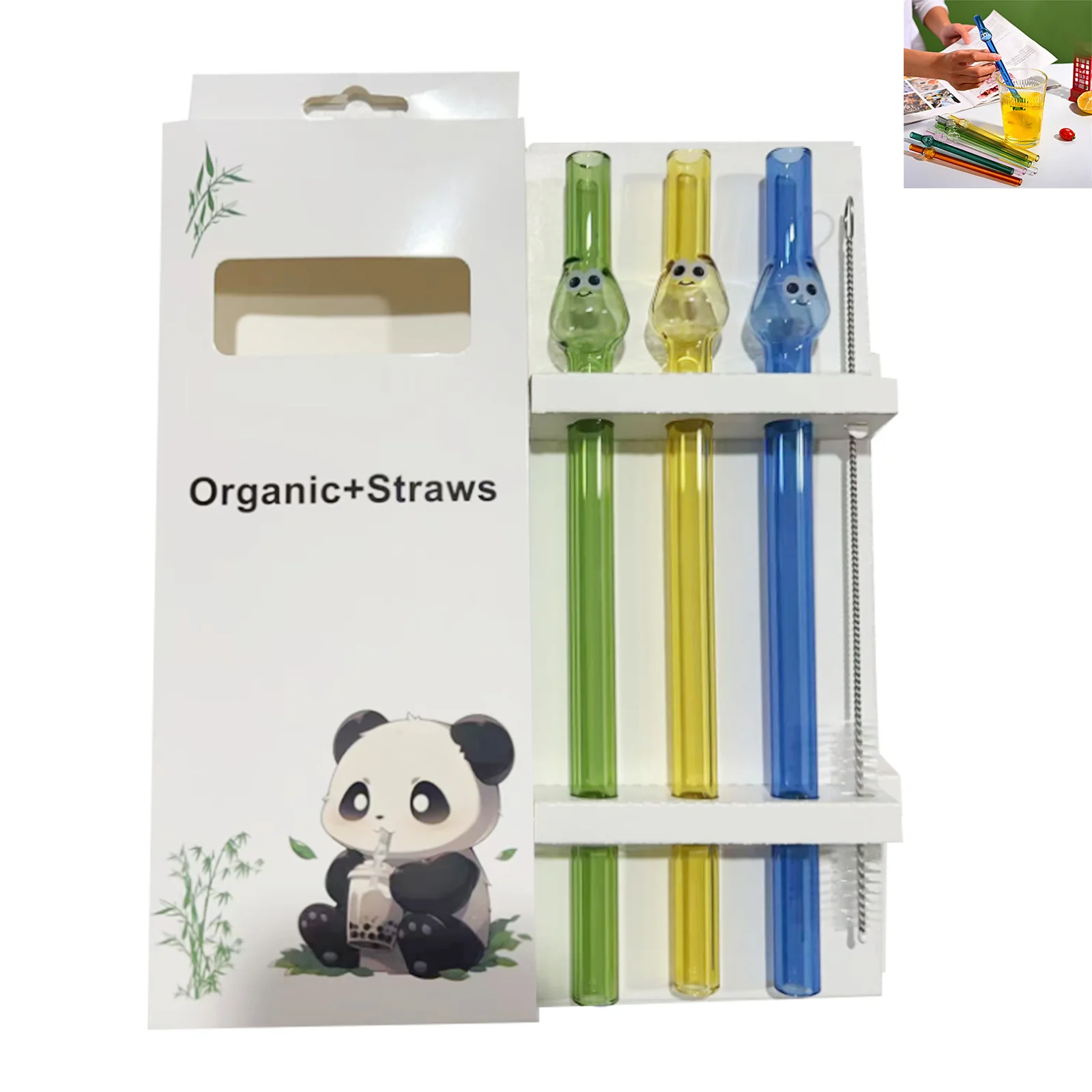 

Reusable Glass Drinking Straws Portable High Borosilicate Drinking Straws with Brush for Milkshake Cocktail Bar Drinkware