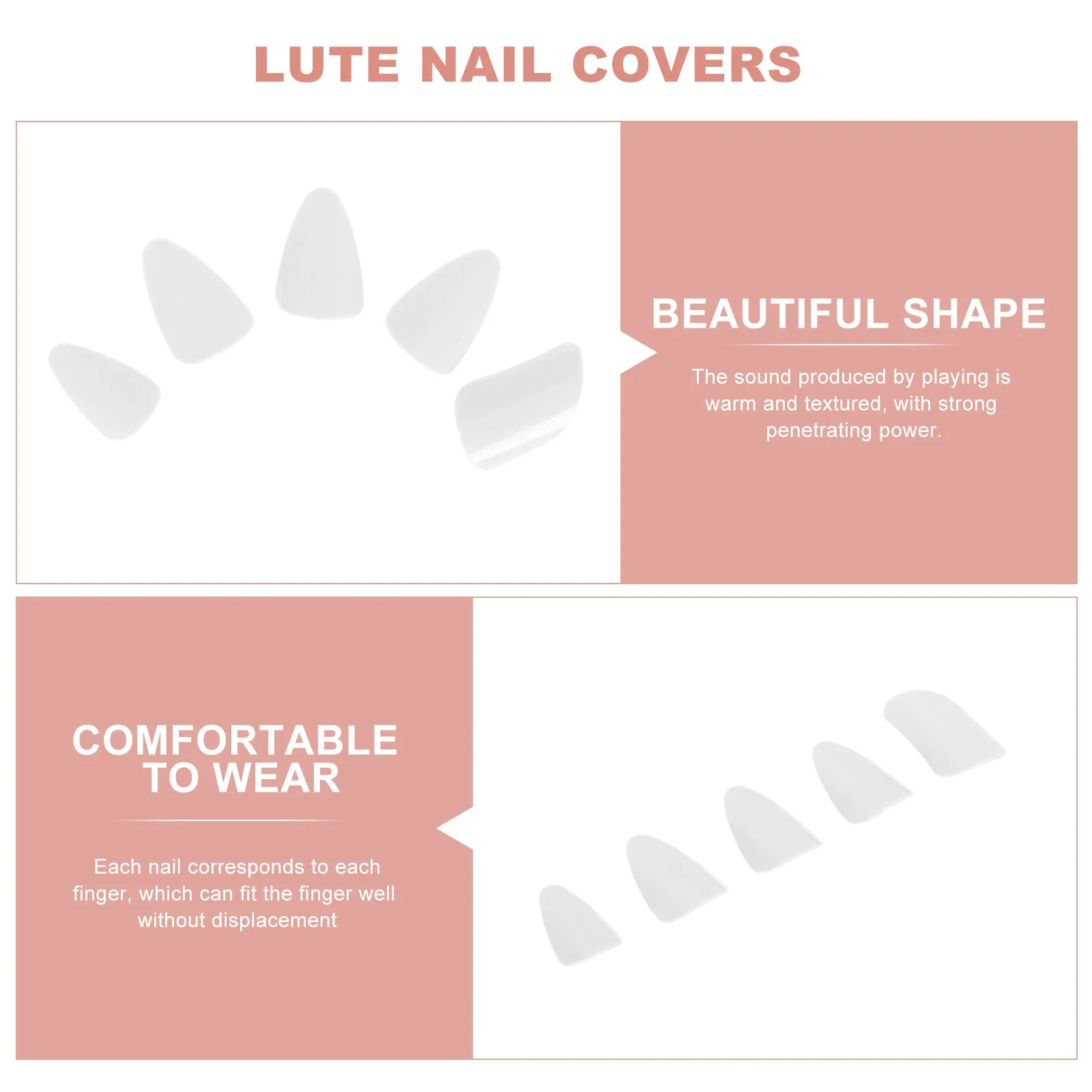 5Pcs Lute Nails Premium Nylon Protective Covers Professional Grade Finger Nail Protectors for Instrument Playing Accessories view 6