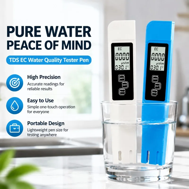 Pocket‑sized Multi‑purpose Water‑testing Stylus Gauge Measure TDS EC Readings High‑accuracy Hand‑operated Analyzer for Household