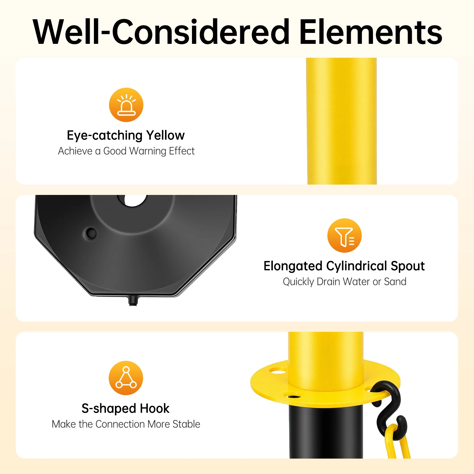 حزام حبل الحواجز دعامة السلامة 6 أعمدة 5x2 متر سلسلة 10 S خطاف ارتفاع قابل للتعديل 24 34 "أسود أصفر سياج التحكم في الحشود
