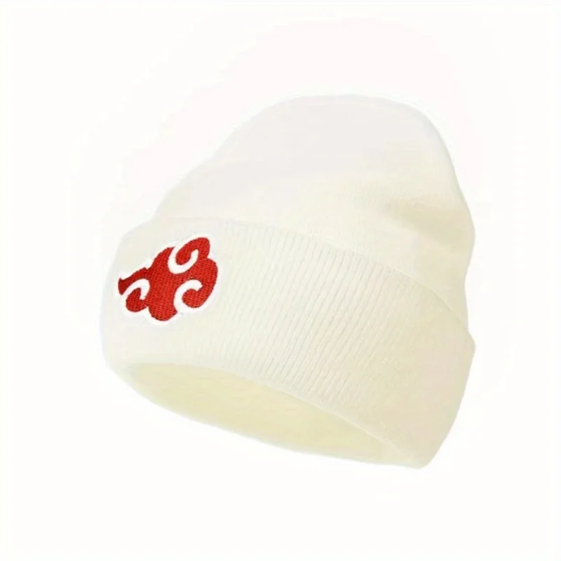 2024 Beanies Women Autumn Winter Warm Hat Anime Akatsuki Cosplay Red Cloud Embroidery Caps For Men Knitted Bonnet Unisex