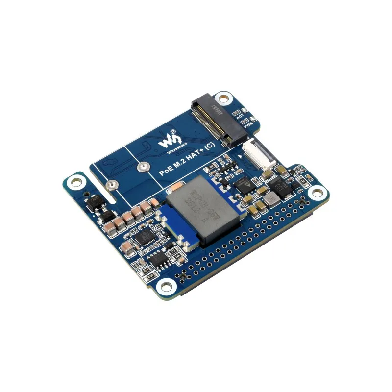 Waveshare PCIe To M.2 HAT (C) With PoE For Raspberry Pi 5, NVMe SSD Adapter, High-speed Read/Write, IEEE 802.3af/at