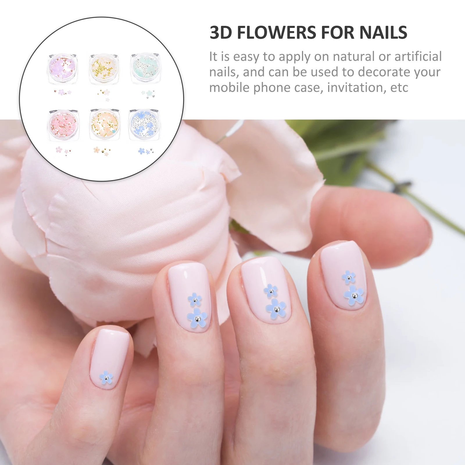 

6 Boxes 3D Flower Nail Charms Light Changing Nail Art Decorations for Acrylic Nails DIY Manicure Accessories Manicure Charms