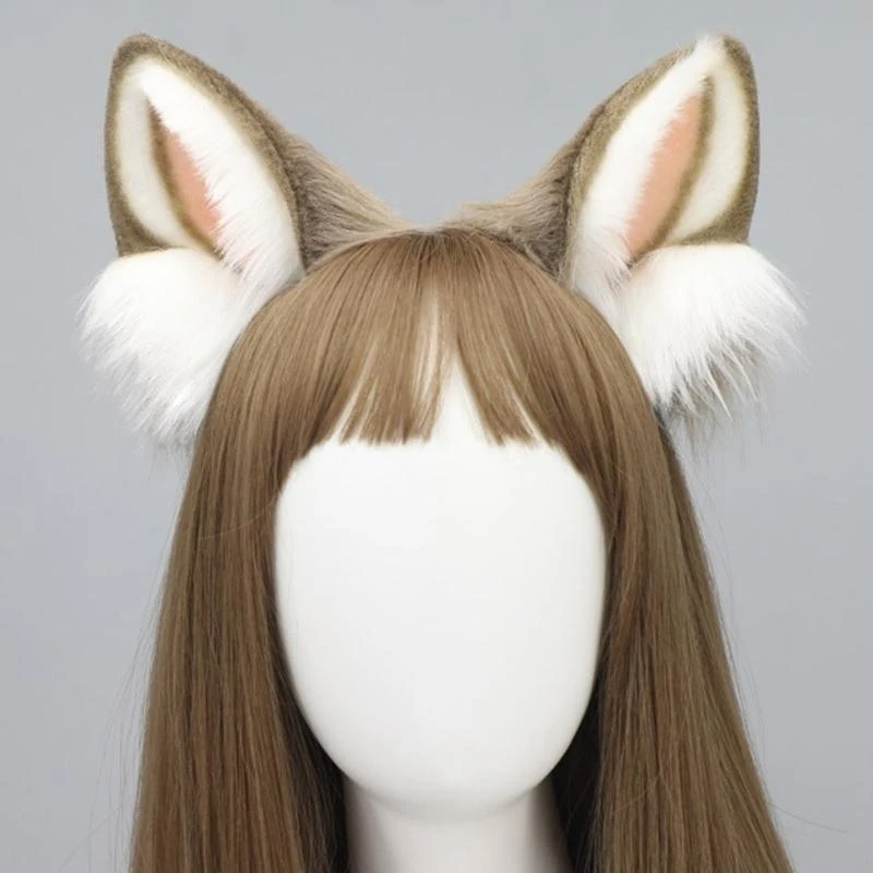 Kunstmatige dieren wolf oor cosplay hoofddeksel meisje push haarbandoren hoofdbanden feest dagelijks Halloween -kostuum voor