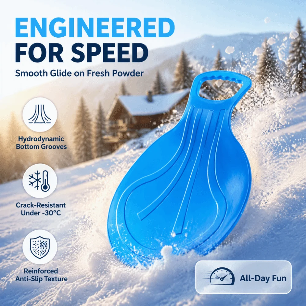Universal Model Heavy Duty Grass Sliding Sled Large Size With Handle Skiing Board Solid Color Thicken Snow Sled Outdoor