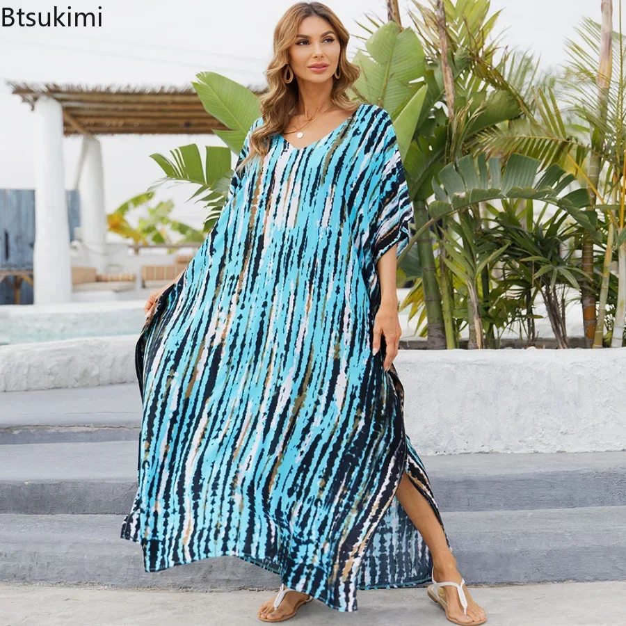 Summer Women Beach Maxi Dress Cover Up Robe Plage Bathing Suit Cover Ups Pareo Salida De Playa Kaftan Beach Swimwear Cover Up