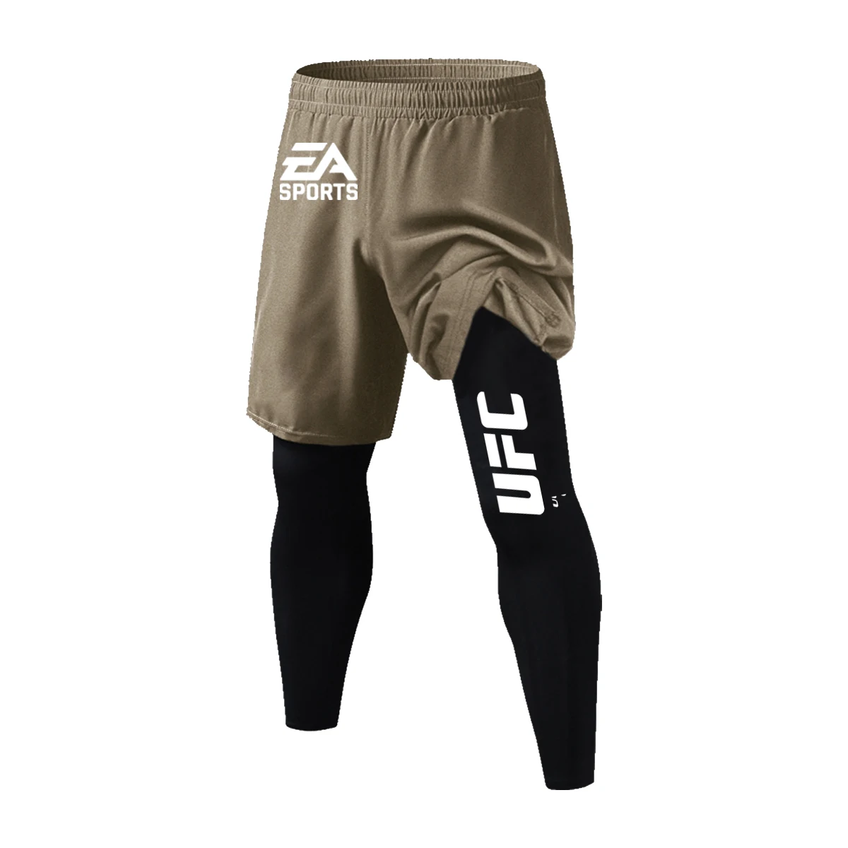 UFC Men's Summer Underpants Imitation Two piece Running Training Fitness Pants Outdoor Elastic Quick drying Casual Pants