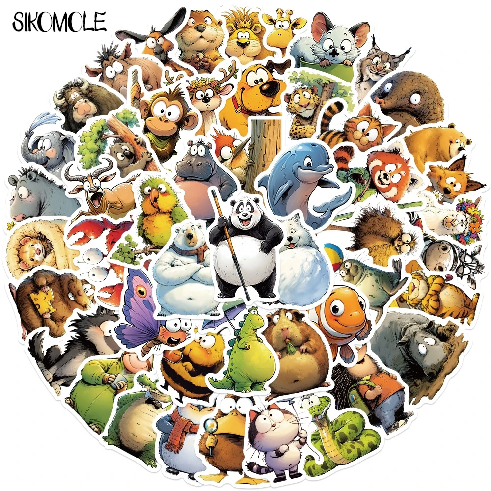 10/30/50PCS Funny Cartoon Animals MEME PVC Stickers Aesthetic DIY Decoration Toy Kid Travel Luggage Decal Graffiti Sticker Pack