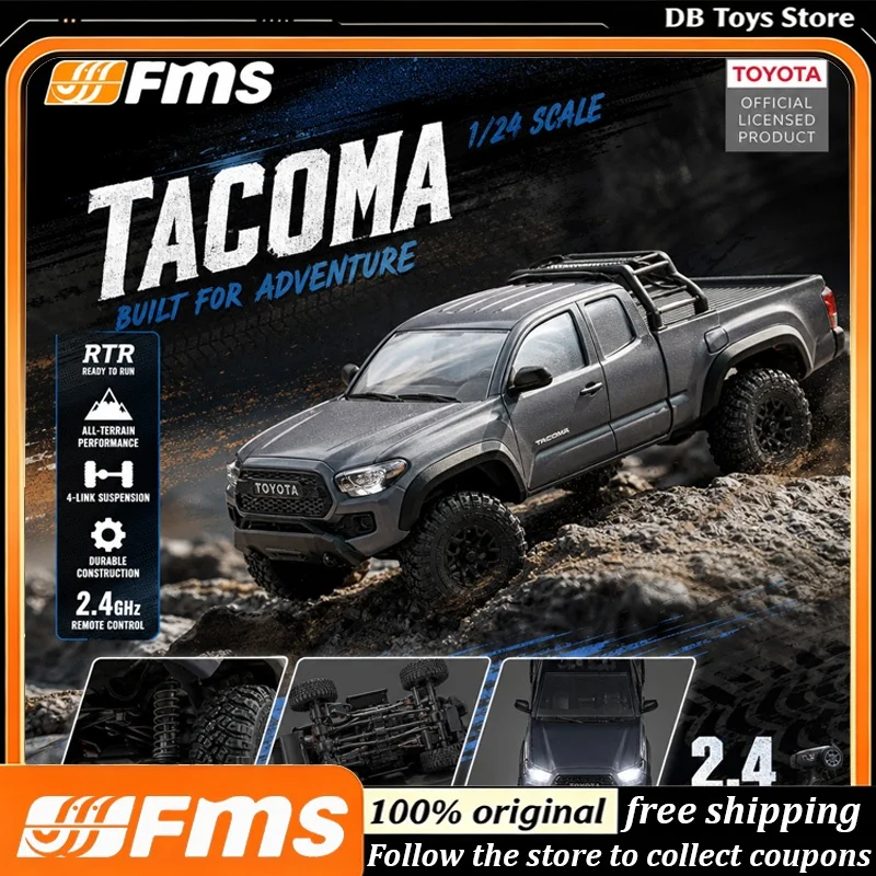 FMS TACOMA 1/24 Scale Realistic RC Car Off-Road Crawler Toy Car ABS Hard Body 2-Speed Transmission Compact Size Halloween Gift