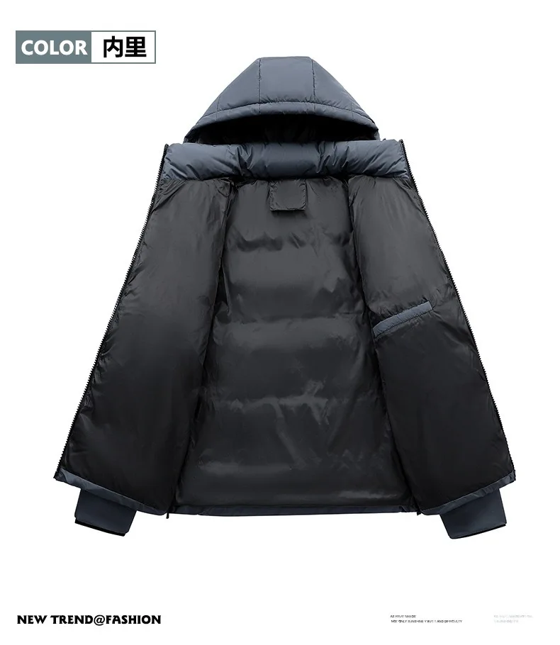 New Autumn/Winter Fashion Solid Color Thickened Warm Windproof Hooded Cotton Jacket Men's Casual Loose Sports Plus Size Coat