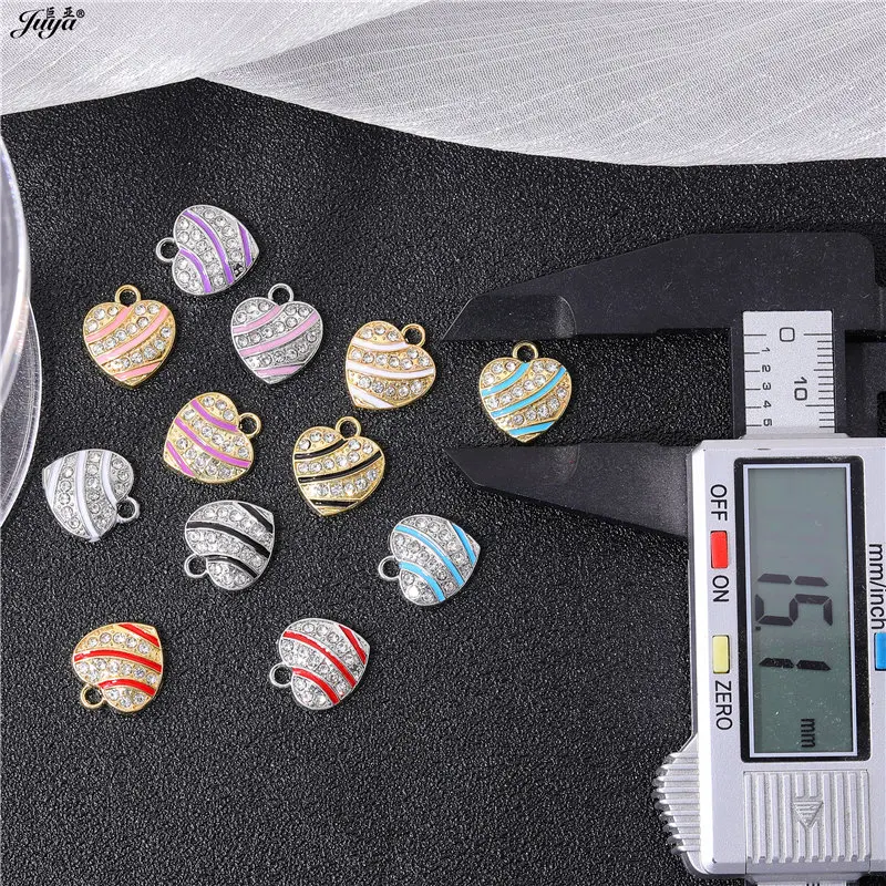 10 teile/los Kristall Emaille Sweet Heart Charm Anhänger für DIY handgemachte Ohrringe Schmuck machen Ergebnisse liefert Zubehör – Detail 5