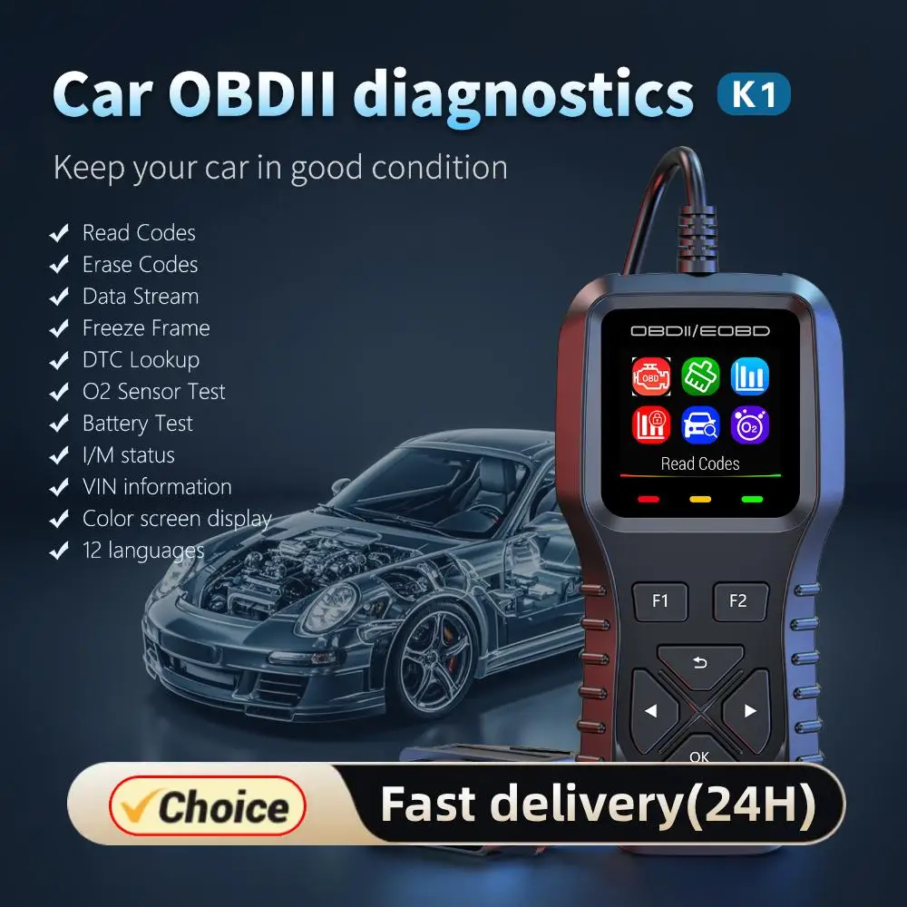 OBD2 Scanner Diagnostic Tool Check Engine Code Reader with Battery Tester Live Data Freeze Frame Diagnostic Scan Tool