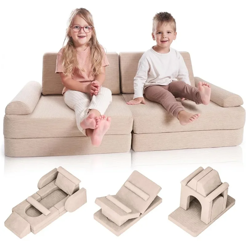 

Modular Kids Play Couch for Fun Time or Comfy Lounging - The Perfect Toddler Sofa to Boost Creativity and Easily Build