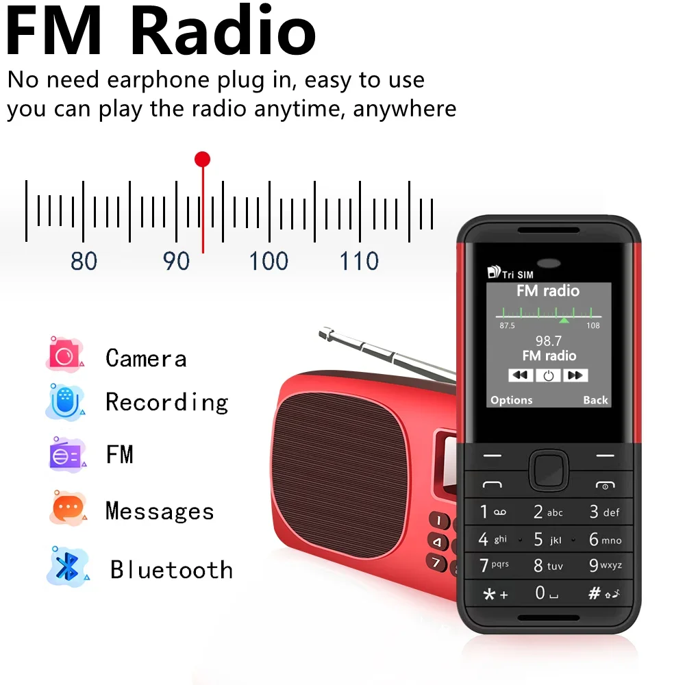 SERVO Mini Button Mobile Phone 3 SIM 3 Standby Bluetooth Dial Speed Dial Magic Voice FM Radio Low Radiation Pocket Feature Phone