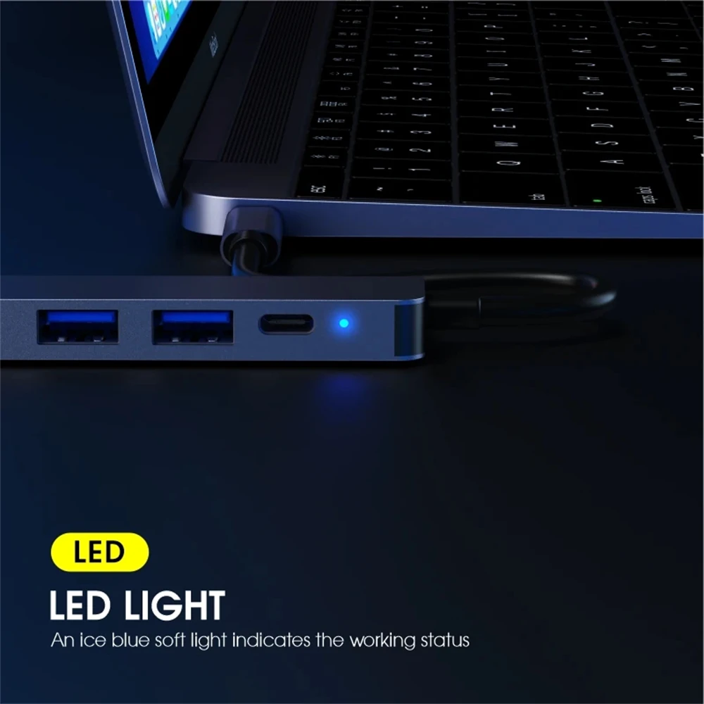 USB C Hub 4K@30Hz Type C to HDMI-compatible PD 60W USB 3.0 Splitter Adapter for MacBook Pro Air Dell XPS
