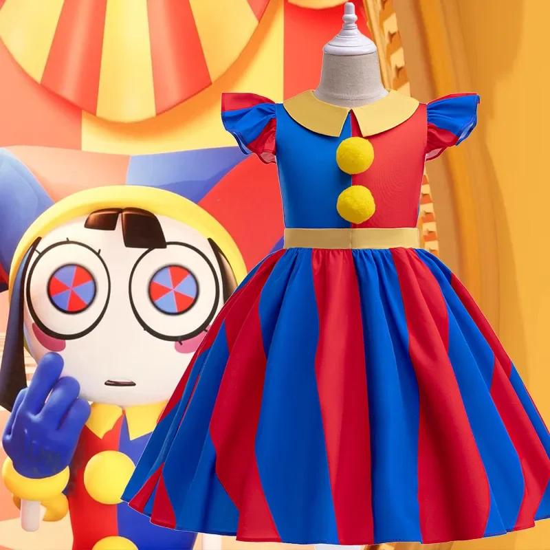

New foreign trade product cosplay magical digital circus clown dress Halloween children's dress