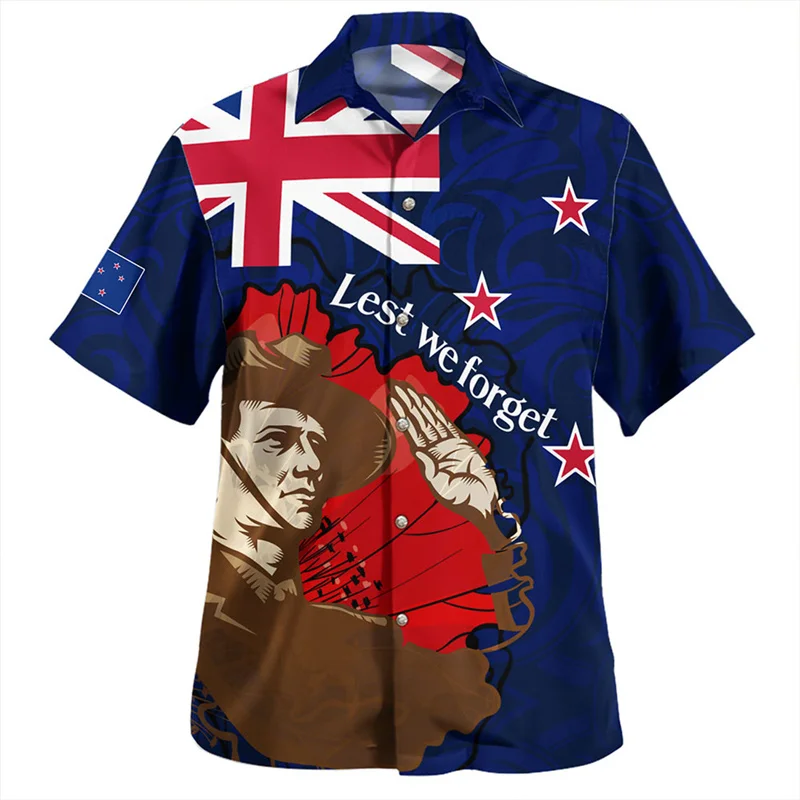 Harajuku Summer 3D New Zealand Maori Silver Fern Papua Flag Printed Shirts NZ AOTEAROA Graphic Short Shirts Fashion Clothing Top