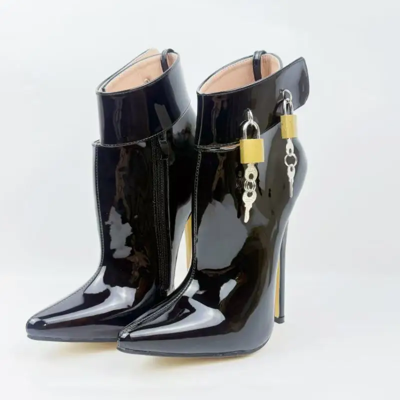 

18cm/7" Super High Heel Shoes Woman Dance Party Shoes Lockable Ankle Strap Women Sexy Fetish Thin Heels Padlocks Pumps