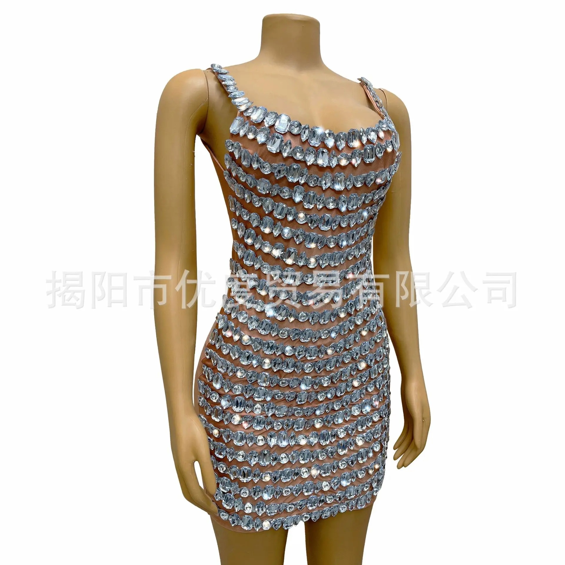قسط الشعور بسيط مثير كبير حجر الراين الحمالة اللباس حفل أداء حزب سترة اللباس مصمم فساتين السهرة الفاخرة