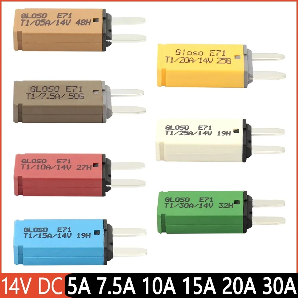 S/M Size DC 14V Auto Car Reset Mini Fuse 5A/7.5A/10A/15A/20A/25A/30A Automatic Reset ATM Circuit Breaker Blade Fuse For Auto Car