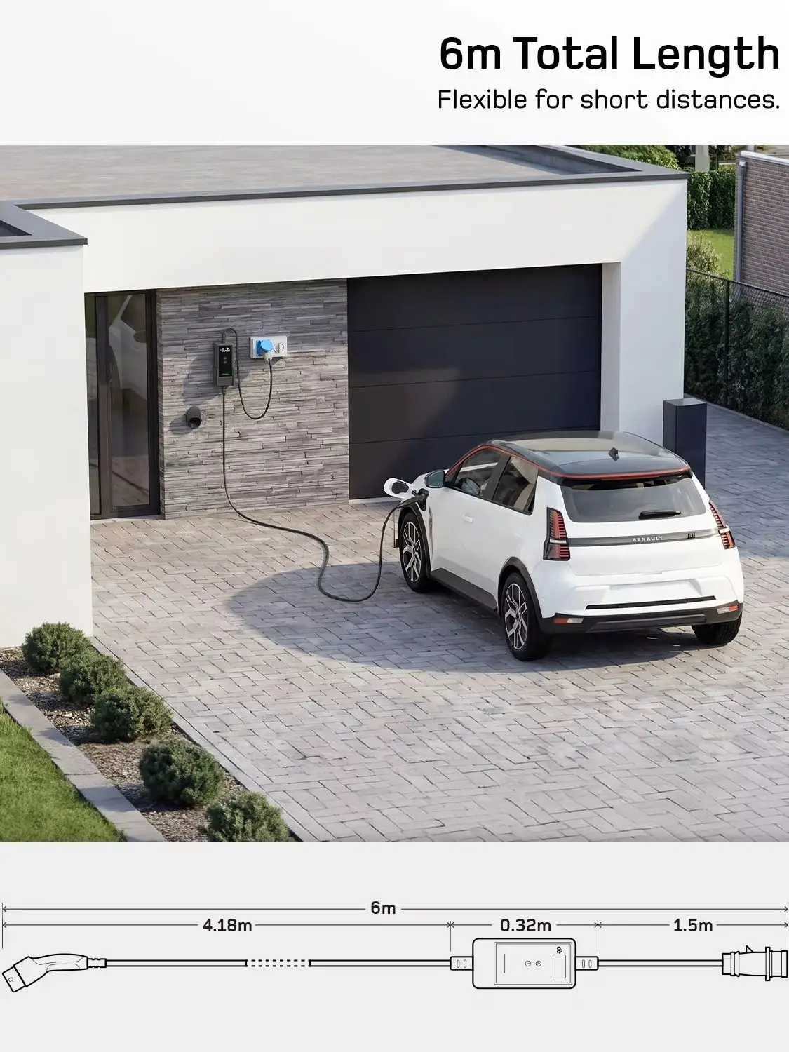 dé Typ 2 EV-Ladegerät 7,4 kW tragbar 32A 1-phasig Tuya Smart APP-Steuerung V2 Elektroauto-Ladegerät 6m 8m 10m 15m 20m 25m Ladekabel