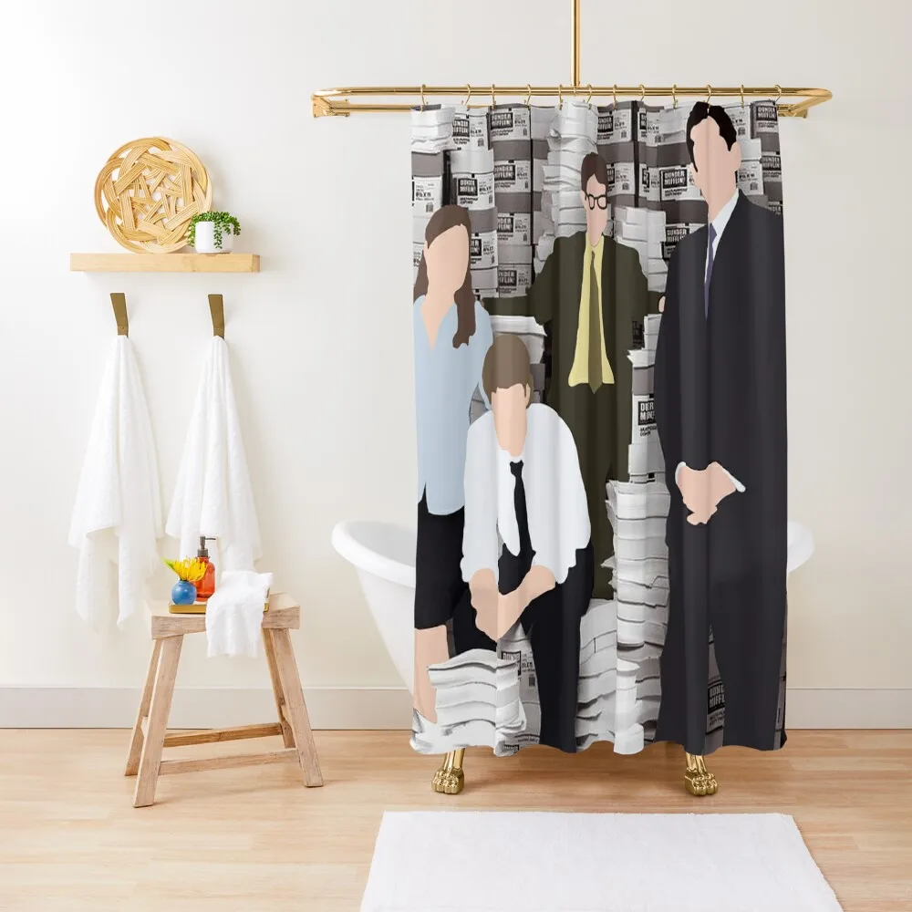 

The Office Squad Shower Curtain For The Bathroom Shower Set Anti-Mold Waterproof Shower Window Curtain