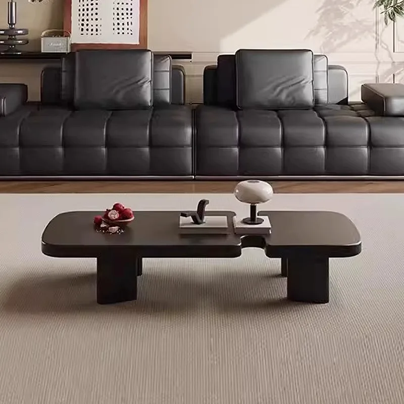 طاولة قهوة صغيرة من الخشب الصلب الأمريكي القديم مصنوعة من خشب الرماد وغرفة معيشة مستطيلة باللون الأسود الصغير