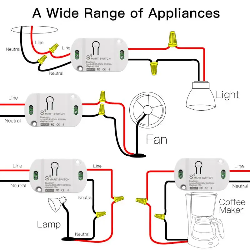 Tuya Smart APP WiFi Touch Wall Switch Light Wireless RF 433Mhz Relay Timer Module Home Alexa 110V 220V 10A On Off