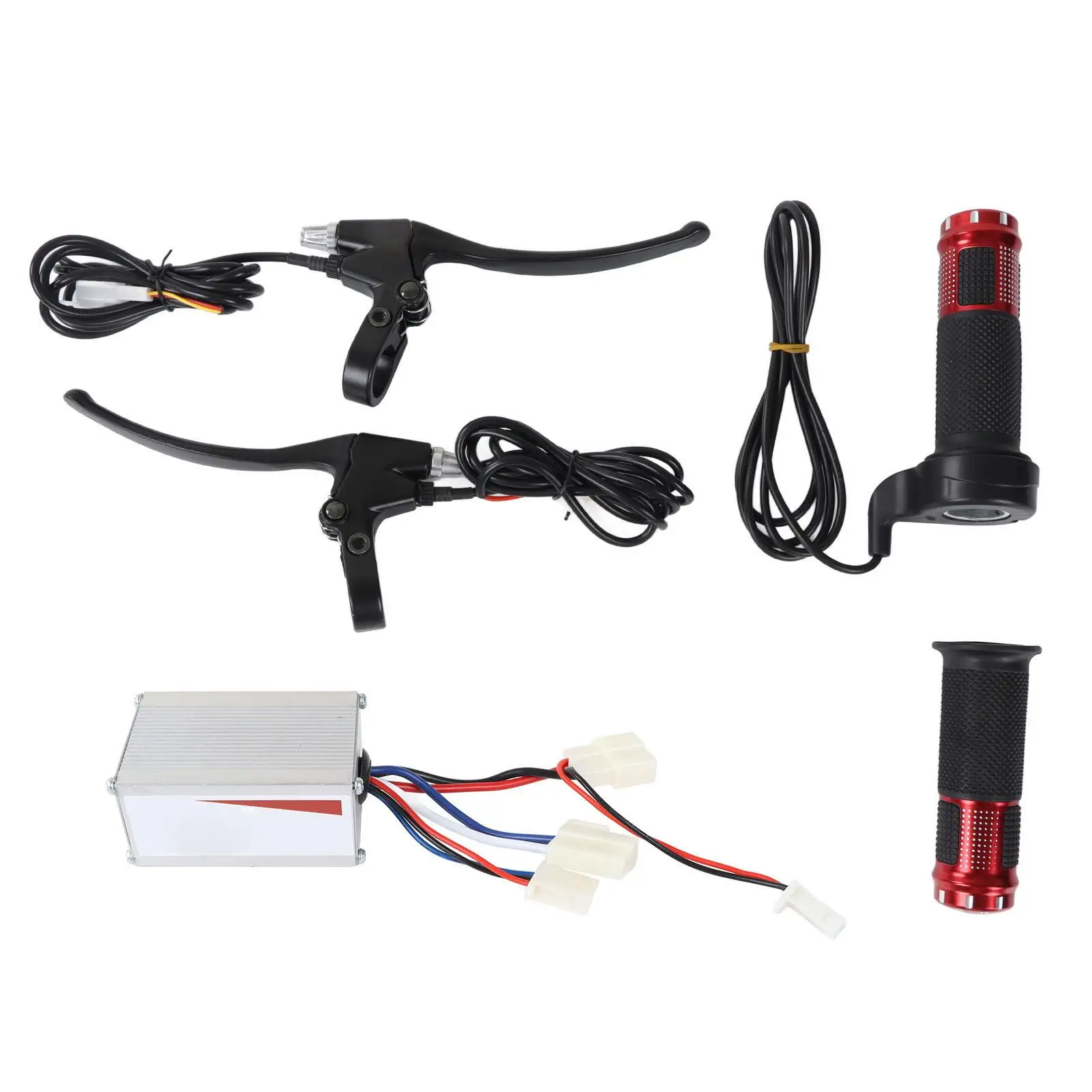 

12V 250W Brushed Controller Kit with Line Black Brake Handle & Red Crystal Throttle