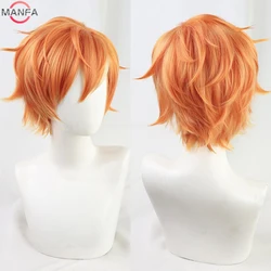 Anime Vivid BAD SQUAD Shinonome Akito Cosplay Wig Short Orange Wigs Heat Resistant Synthetic Hair Halloween Unisex Wig + Wig Cap