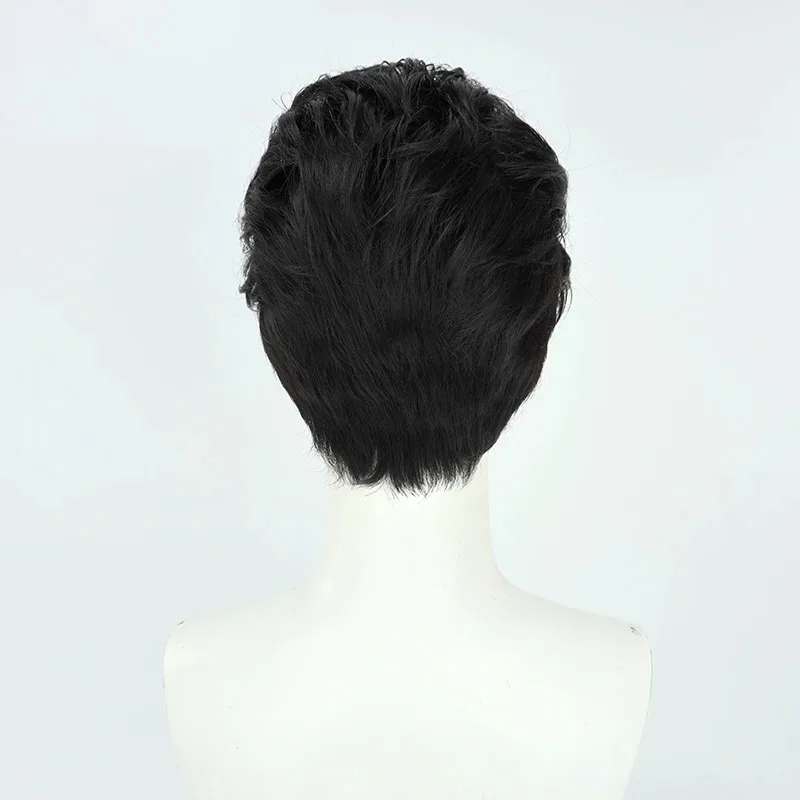 Juego Genshin Impact Cosplay Liben peluca NPC Liben liso espalda pelo corto negro fiesta de Halloween pelucas de juego de rol