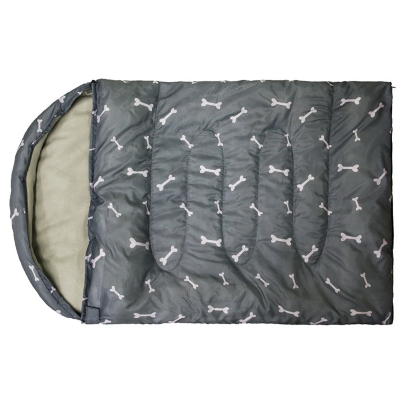 Zippered Sleeping Bag for Dog and Cat, Warm Sleeping Bag for Camping and Hiking, Thicken Sleepsack, Soft Cushion for Travelling