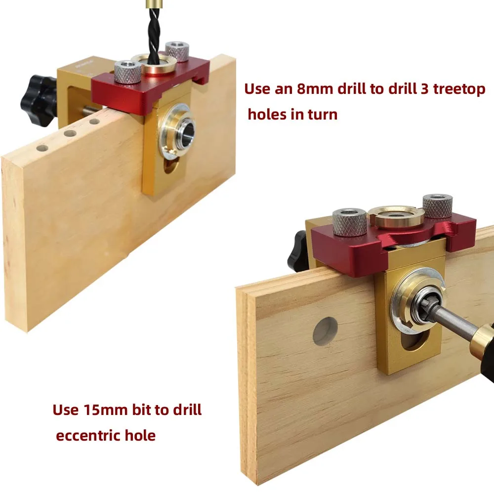 3 In 1 Doweling Jig Kit W/ Positioning Clip Adjustable Drilling Guide Puncher Locator Woodworking Joints Tools for Carpentry DIY