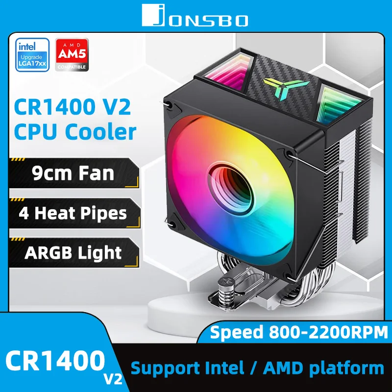 JONSBO CR1400 V2 Air CPU Cooler 4 Heat Pipe Tower ARGB Ventola silenziosa per Intel 115X 1200 1700 AM4 AM5 Processore PC Dissipatore di calore Dispositivo di raffreddamento