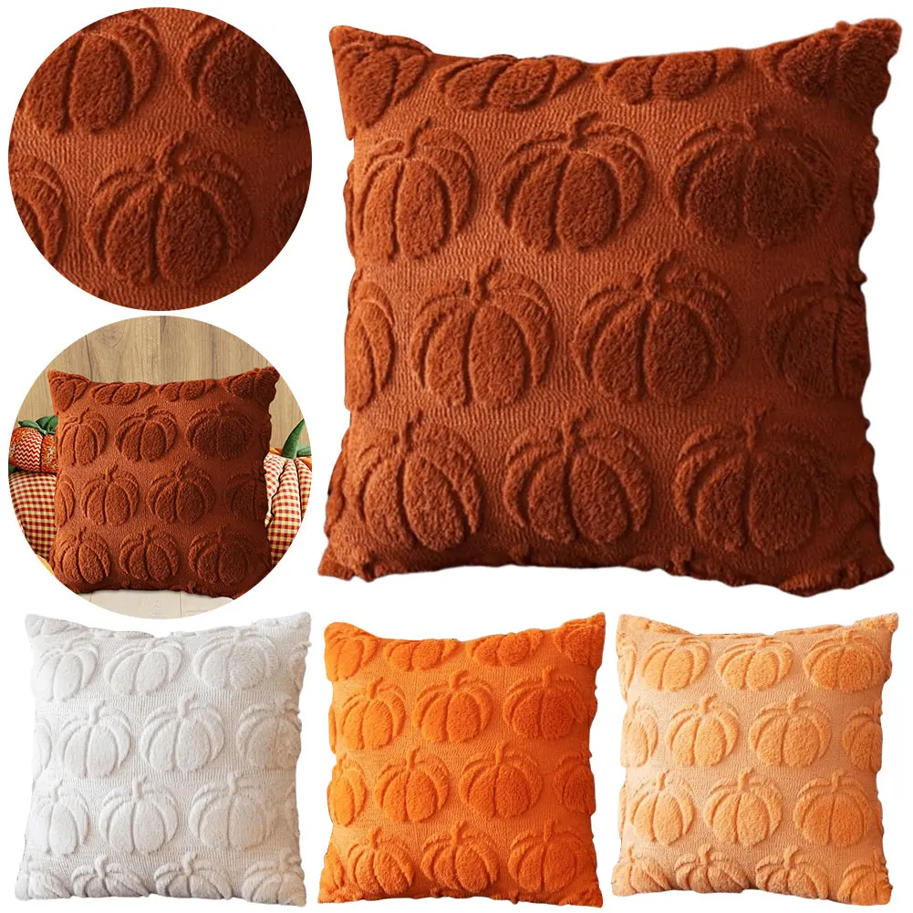 1-10PCS Pumpkin Throw Pillow Covers 45 X 45 Cm Soft Plush Pillowcase Cushion Cover for Halloween Festival Decoration