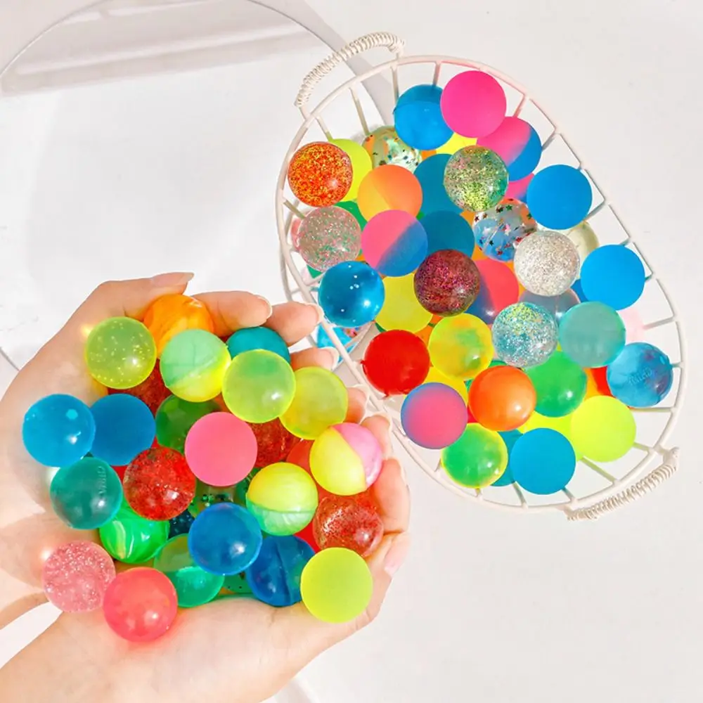 Mini pelota hinchable colorida de Color degradado, pelota de goma brillante divertida y creativa que rebota, pelota para saltar con lentejuelas elásticas para niños