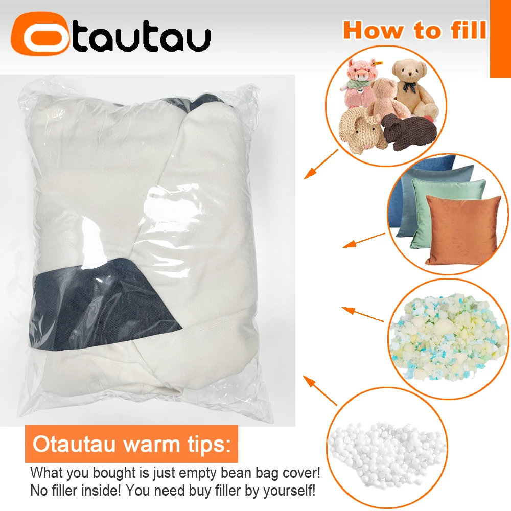 OTAUTAU Children/Adults Soft Chenille Football Bean Bag Cover DD150【No Filler Inside! You Need To Buy Filler By Yourself !】