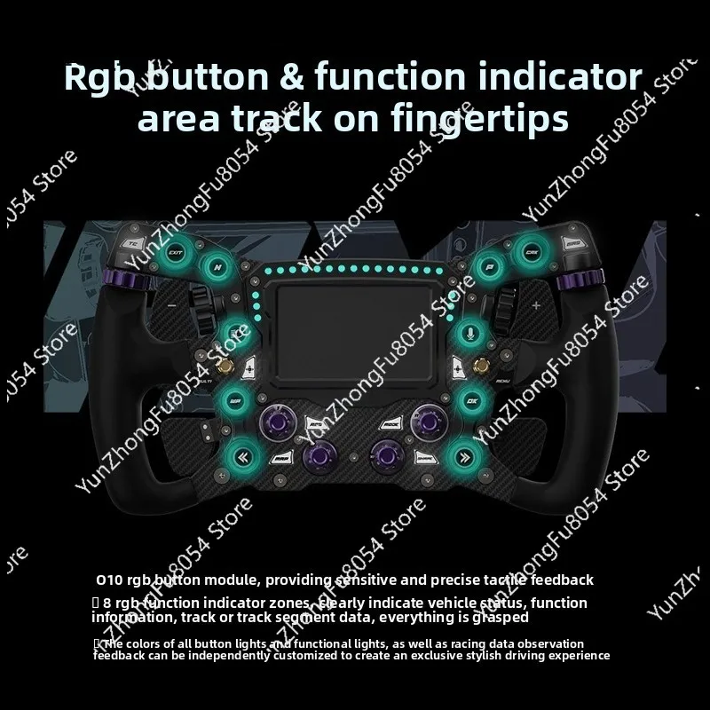 عجلة قيادة Conspit MAX 01 300 مم/11.8 بوصة عجلة سباق Sim مع شاشة لمس 4 بوصة 21 أضواء داش RGB متوافقة مع simHub