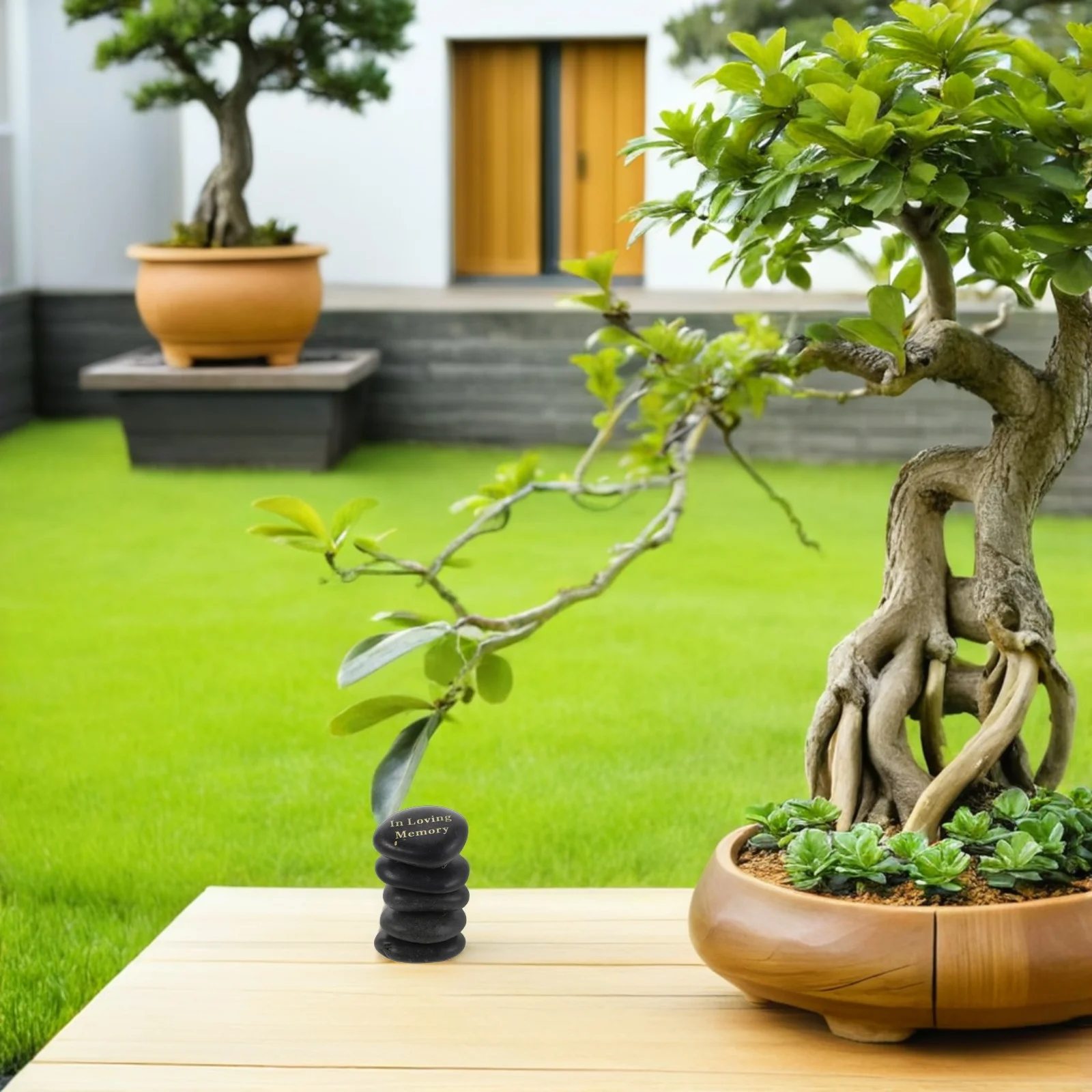 

5Pcs Memorial Stones Natural Engraved River Rocks for Cemetery Grave Site Memorial Garden Decor Remembrance Stones for Loved