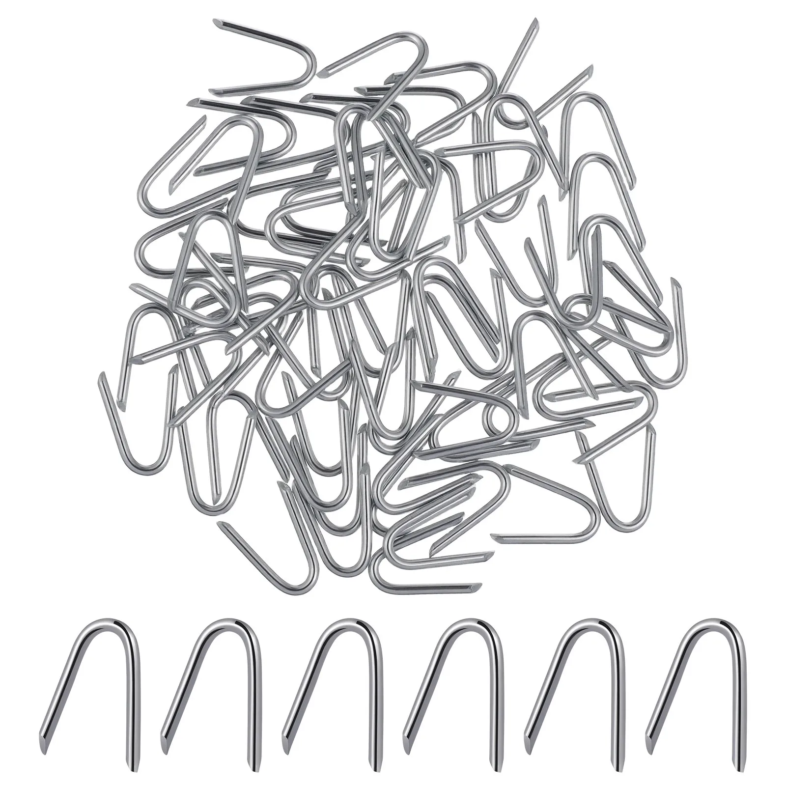 70Pcs U Nails Galvanized U-Shaped Rust Protection Staples for Fencing Wire Cable Mesh Fixing Garden Fence Tools