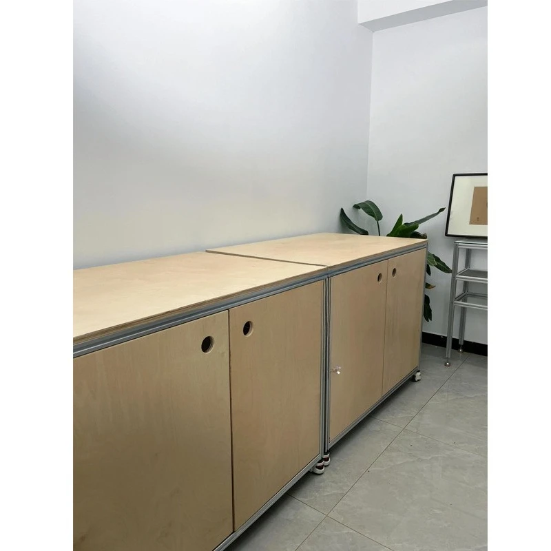 

Simple aluminum profile mobile side cabinet, living room against the wall, drawer cabinet, locker, multifunctional birch ocean