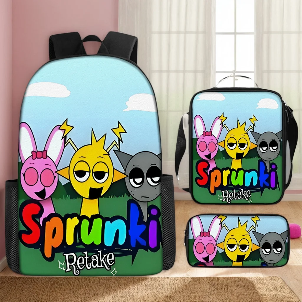 

Back to School Sprunki Backpack 3 in 1 Cartoon Bookbag Set-Kid Children Lightweight Rucksack with Shoulder Bag,Pencil Case