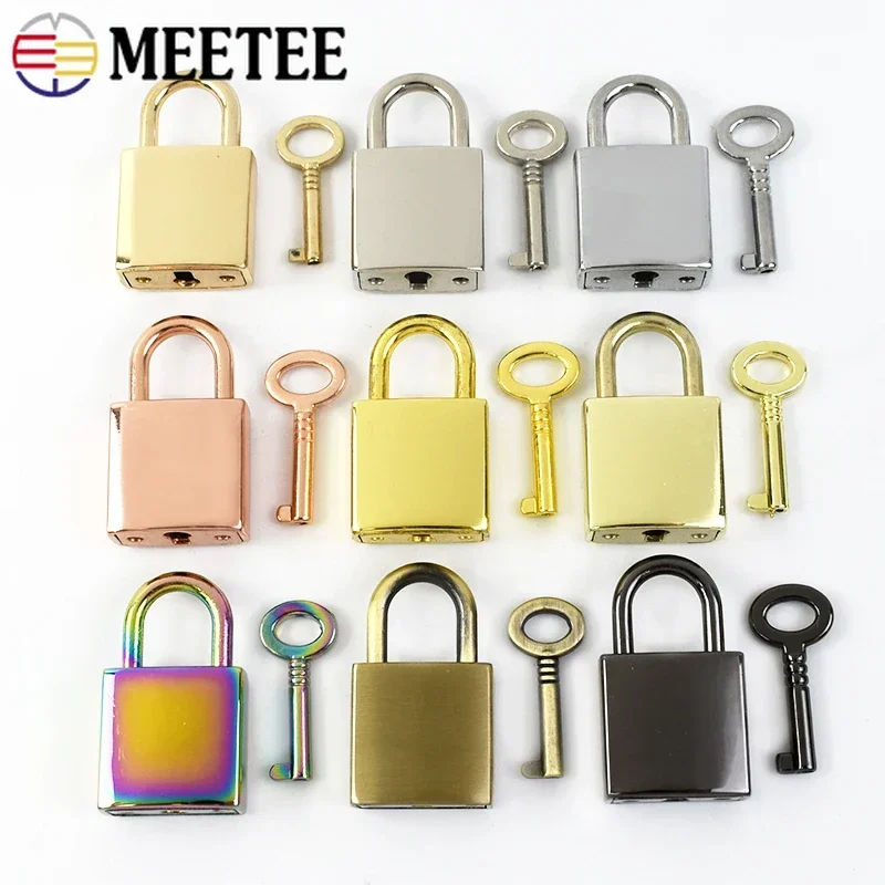 Meetee-Cadenas à clé en métal pour bagages, serrure carrée, sacs à main à fermoir, cadenas à fermeture décorative, accessoires de construction, 2 pièces, 5 pièces, 10 pièces, 20 pièces