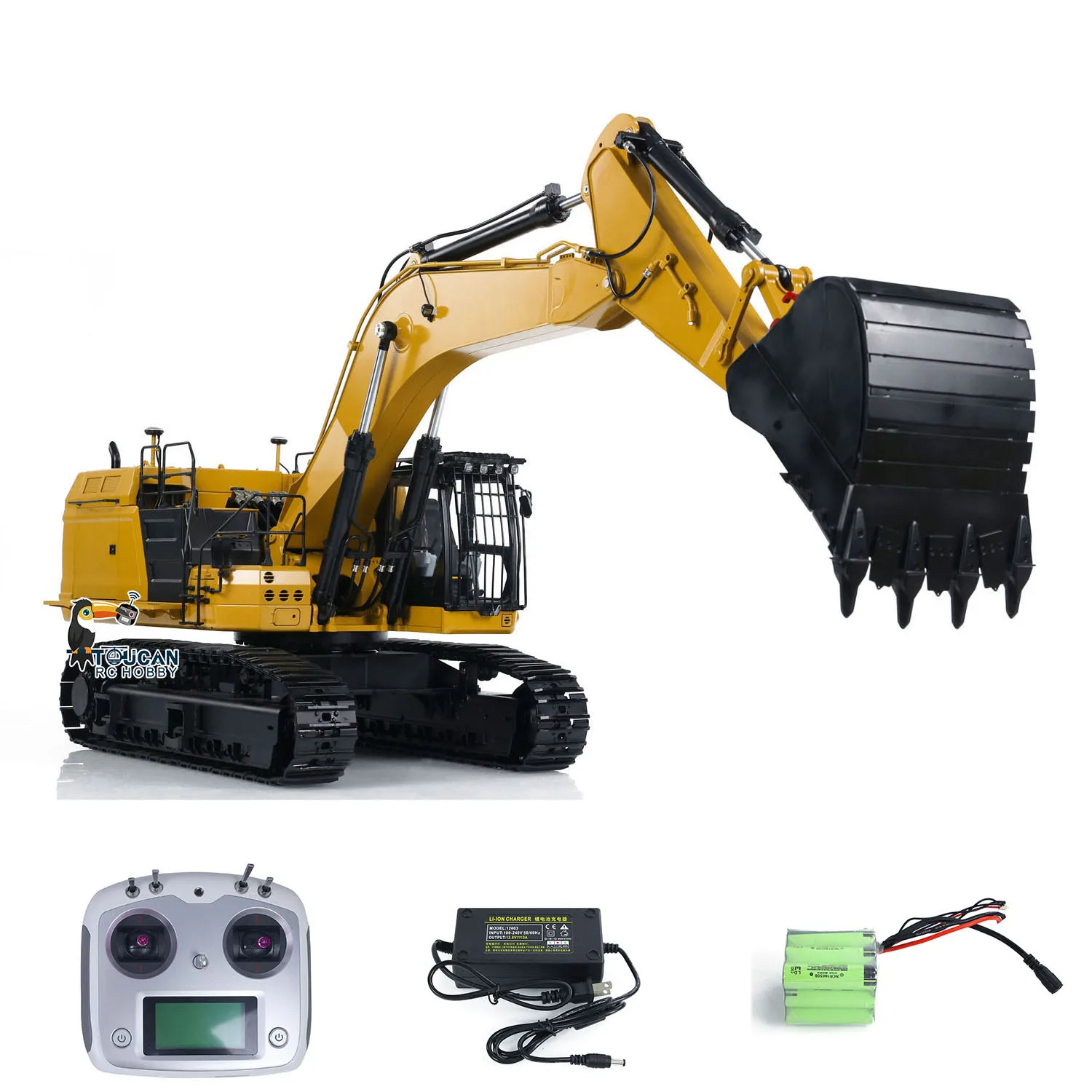 374F Hydraulic RC 1/14 Metal Heavy Excavator Remote Control Painted Construction Mining 374F Digger Trucks Light Toucan TH22958