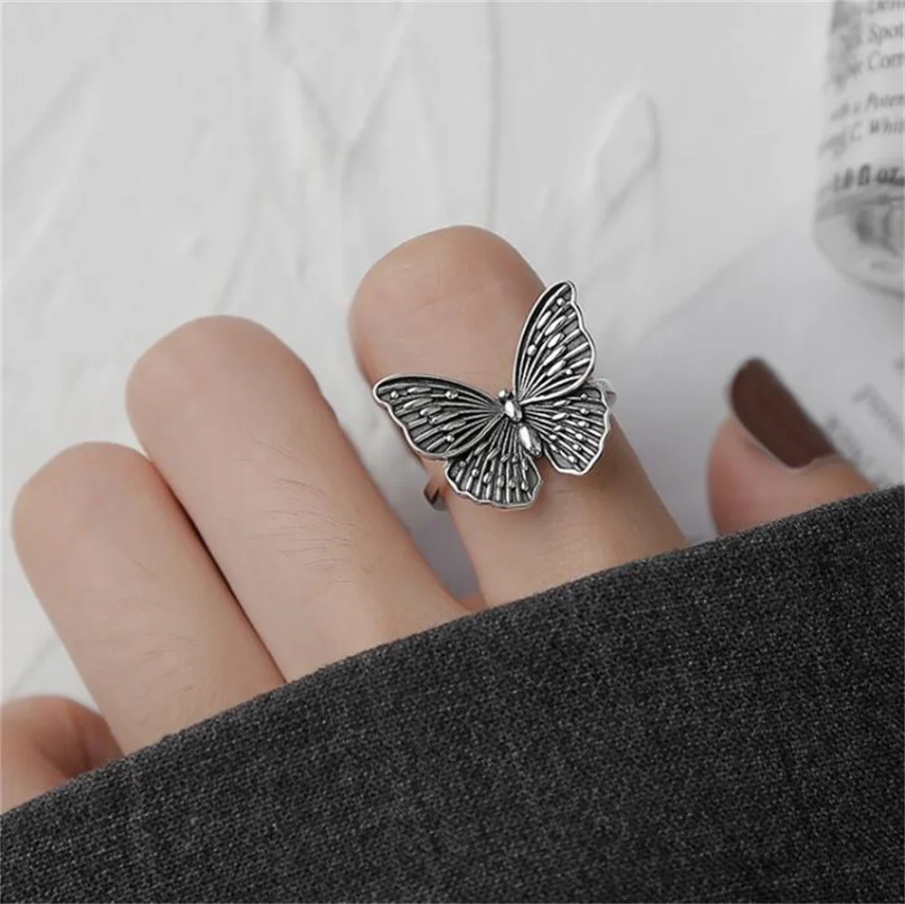 Antique Silver Color Hollow Butterfly Ring Set For Women Retro Trendy Jewelry Ring Accessories Dropshipping