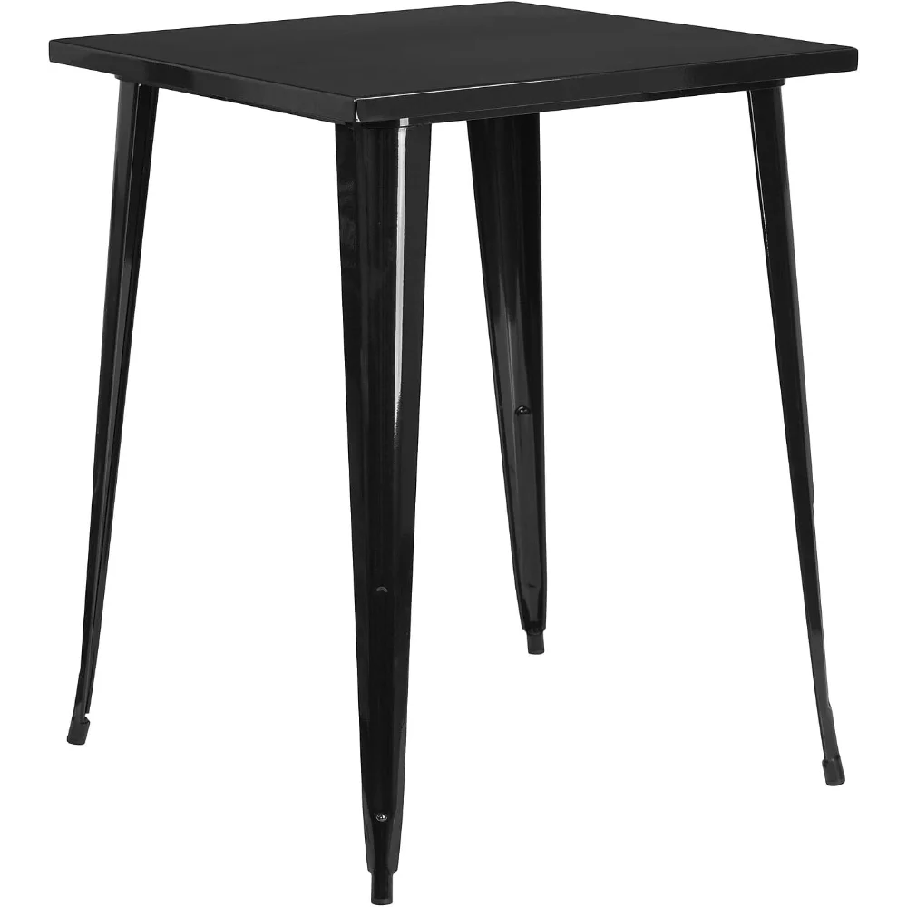 

Nolan Commercial Grade 31.5" Square Black Metal Indoor-Outdoor Bar Height Table