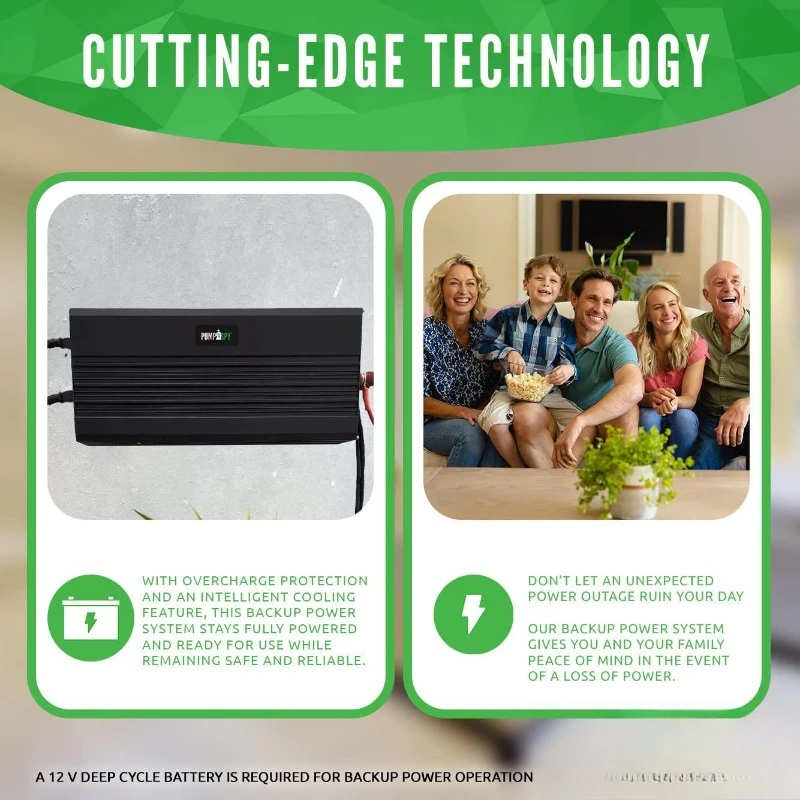 Up System for Emergency and Power Outage, Superior Home Silent  2000W Sump Pump Battery Backup System, Safe Back