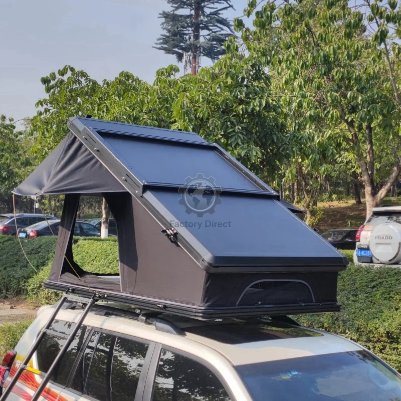 

Factory Supply OEM/ODM Triangle Aluminum Car Rooftop Tent Waterproof Hard Shell with Small Window for Camping