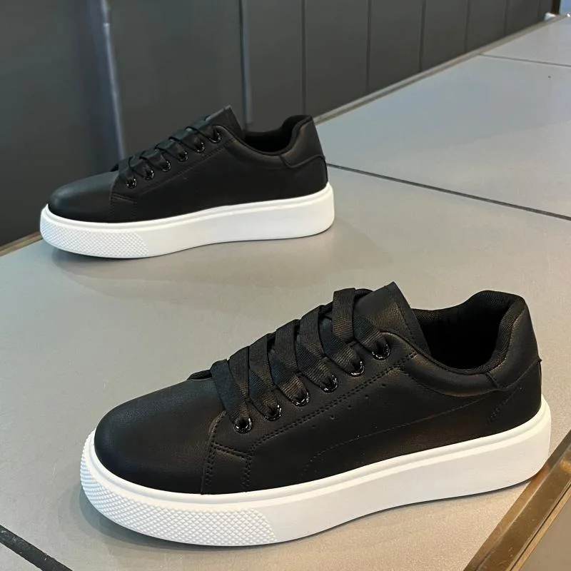 

High Quality Men's Sneakers Light PU Leather Casual Shoes for Men Lace Up Flats Luxury White Black Tenis Shoes Zapatillas Hombre